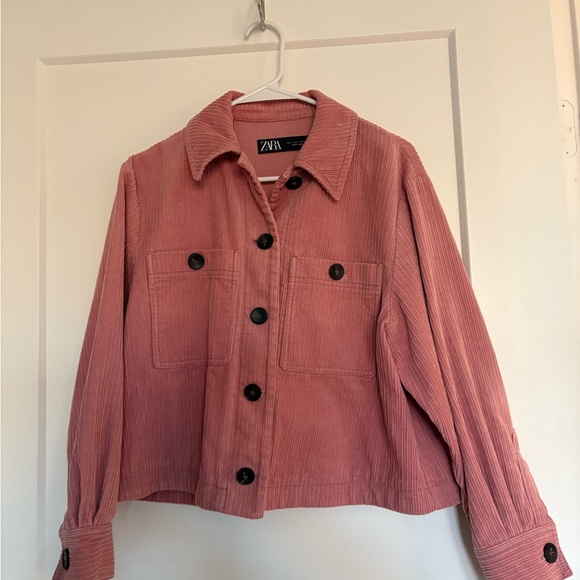 Zara Women's Dusty Pink Corduroy Utility Jacket - Picture 1 of 2
